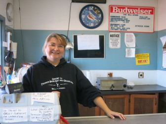 Nell Bride, owner of the Bill Store, is fighting to get the speed limit reduced in town.