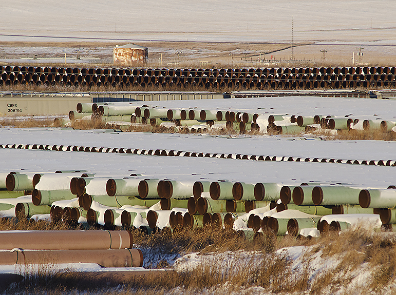 For the past three years, the Keystone XL pipeline has sat in this field in southwestern North Dakota. 