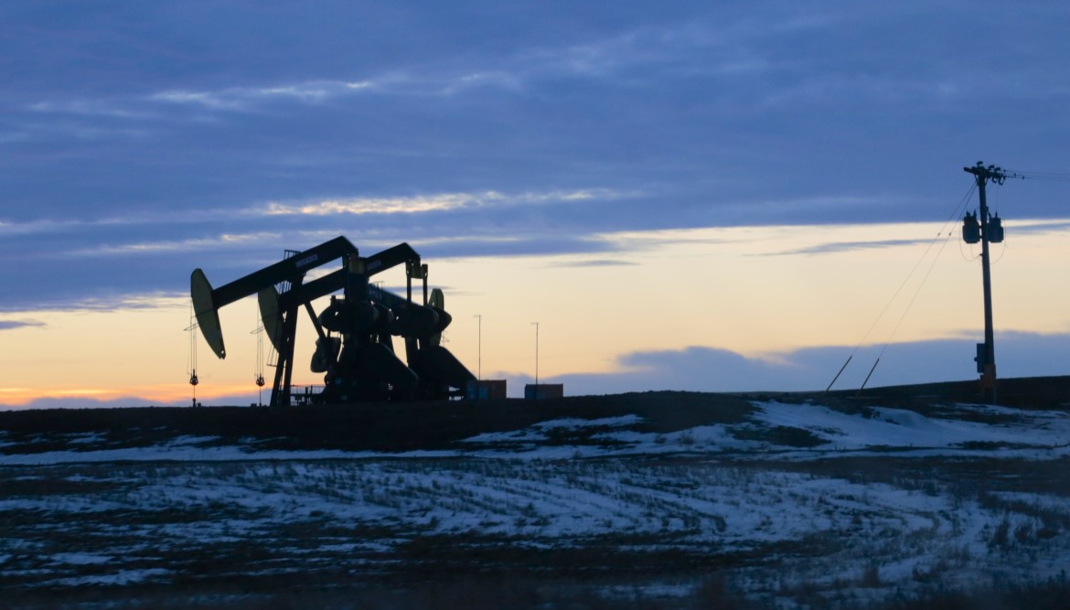 An oil well pad outside Tioga, North Dakota.